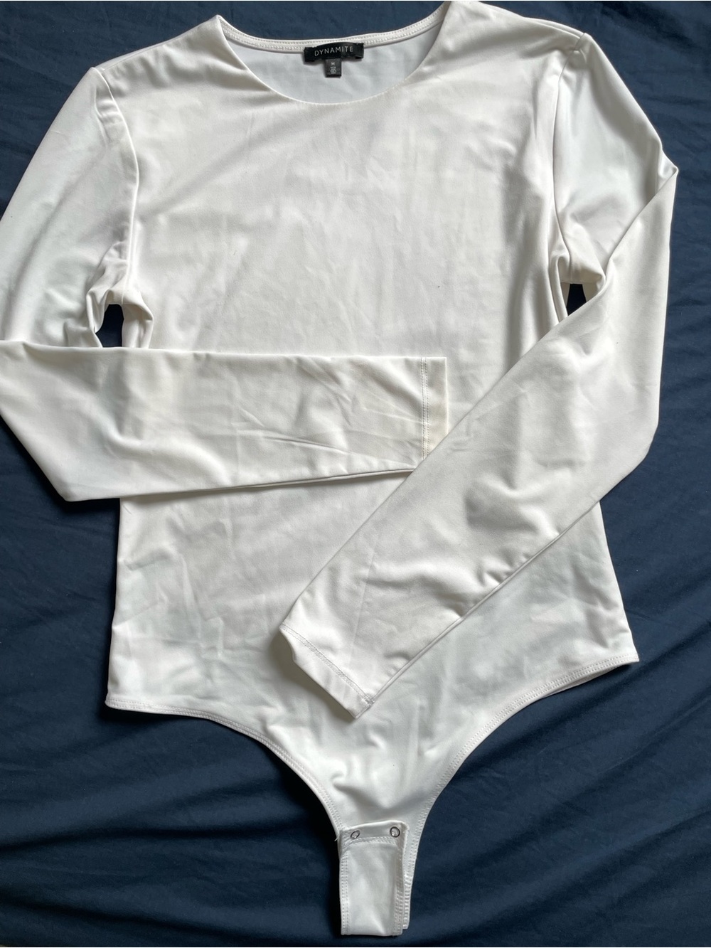 Dynamite White Long Sleeve Crew Bodysuit